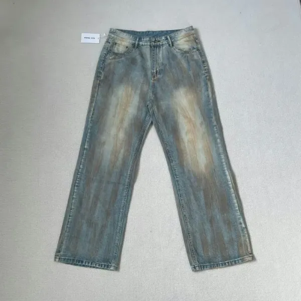 Design Acid Wash Wide-Leg Jeans Blue Multicolor - 1