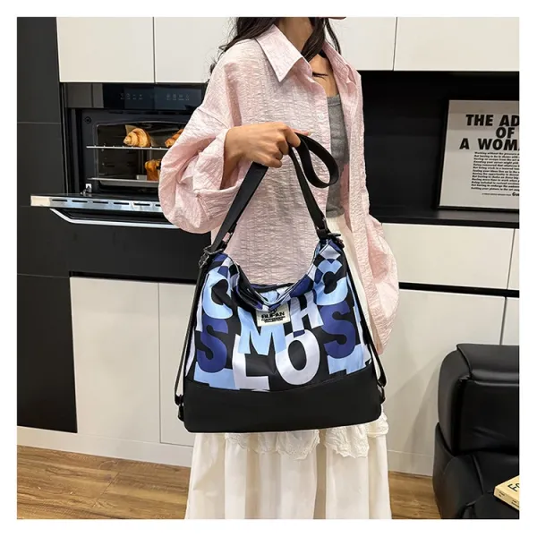 Design Bufan Collection Letter Print Navy Blue Shoulder Bag Shoulder Bags - 30