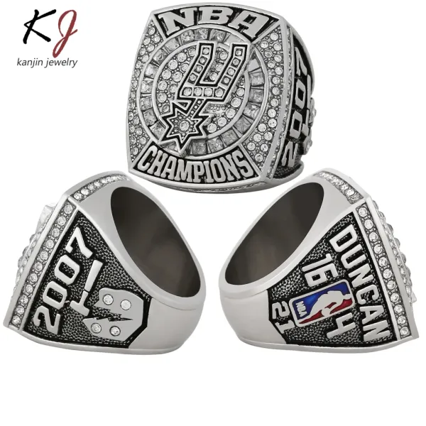 NBA San Antonio Spurs 2007 Championship Ring Silver Crystal Jewelry - 1