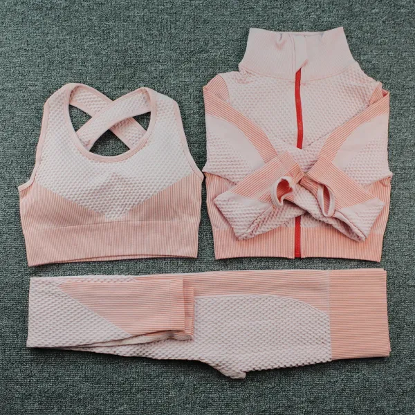Design Seamless Mesh Panel Set Pink Activewear - 1