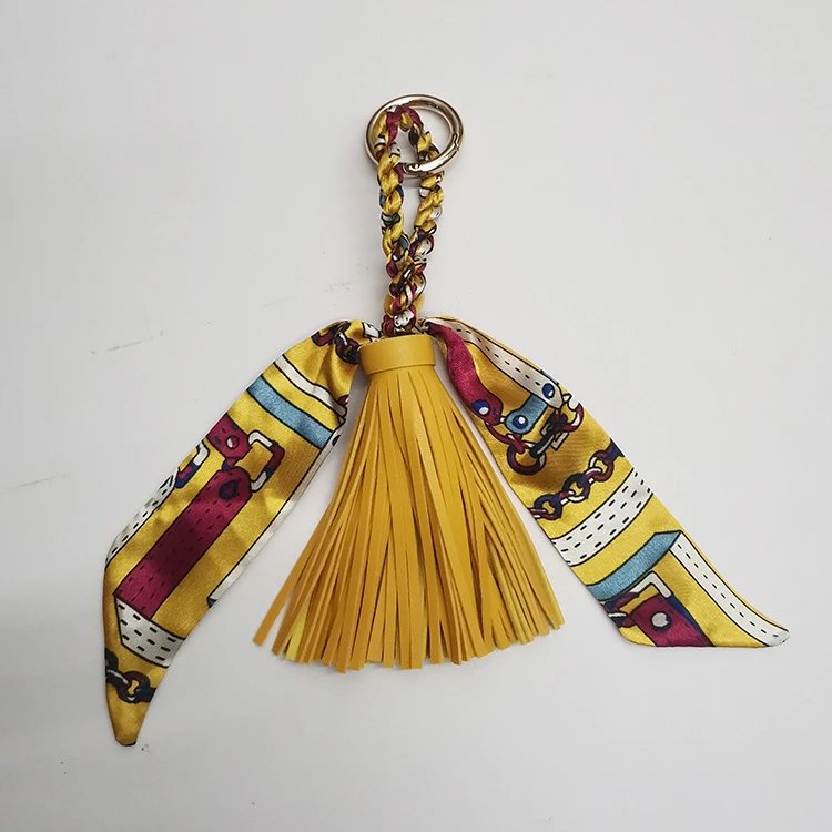 Hermès Silk Scarf Keychain with Blue Tassel and Nautical Print Accessories - 27