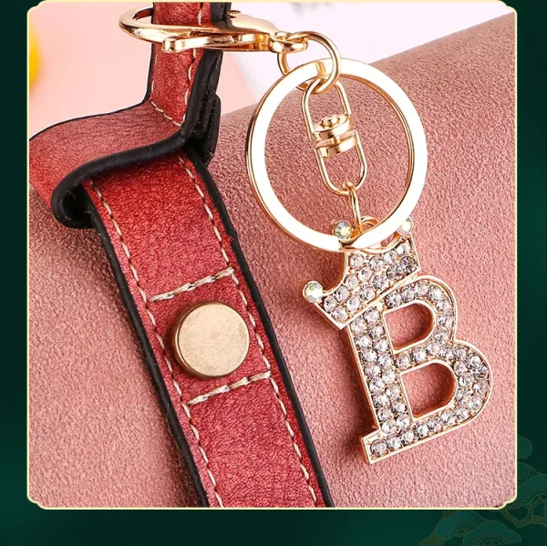 Design Letter P Crown Keychain Gold Rhinestone Accessory Jewelry - 20