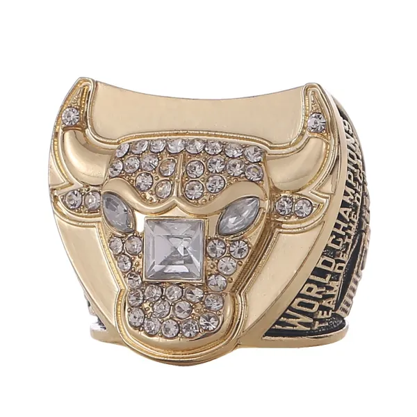Chicago Bulls NBA Championship Ring Gold Crystal Jewelry - 1