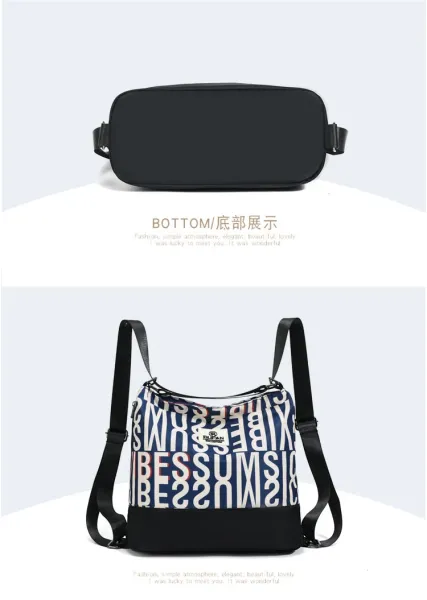 Design Bufan Collection Letter Print Navy Blue Shoulder Bag Shoulder Bags - 34