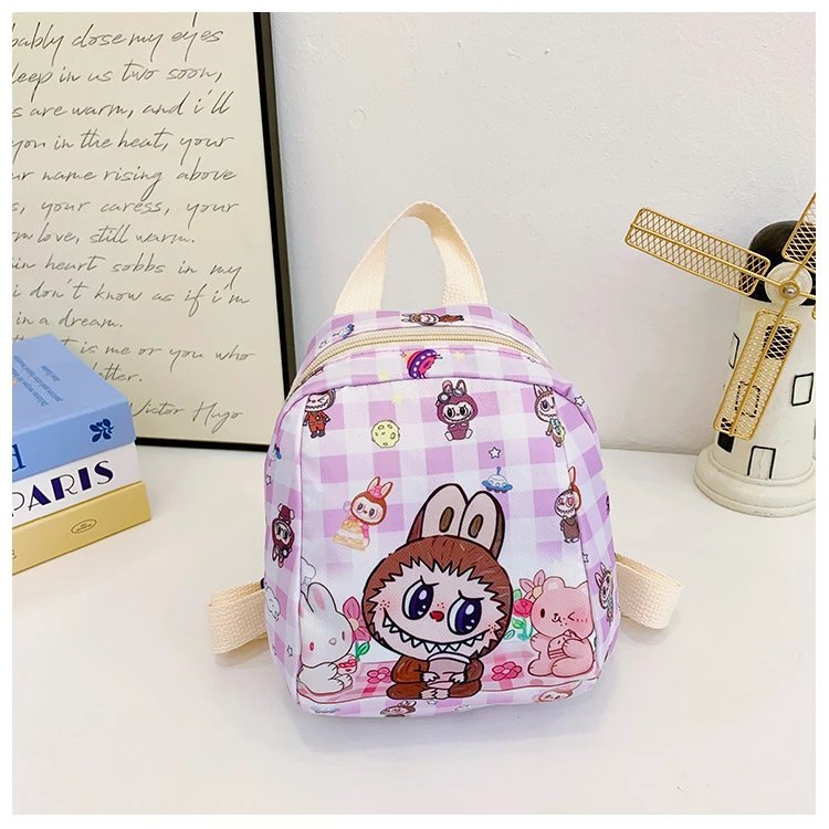 Design Mini Backpack Pink Gingham Rabbit Print Backpack - 24