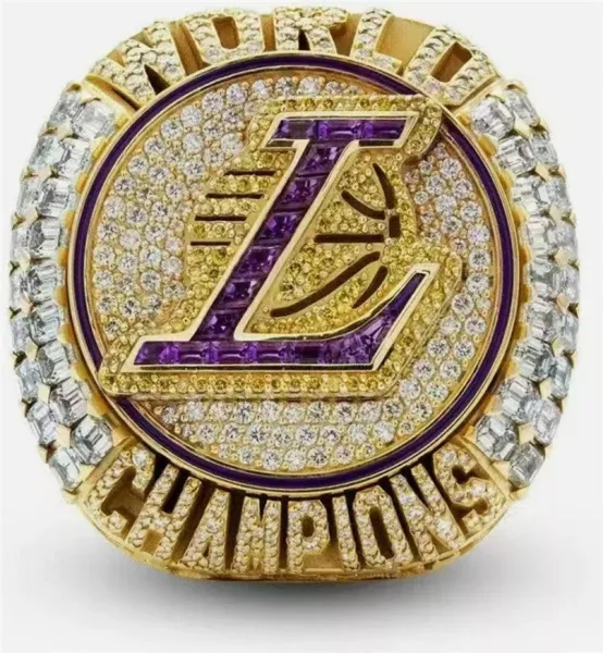 Los Angeles Lakers 2020 NBA Championship Ring Gold Purple Diamond Jewelry - 3
