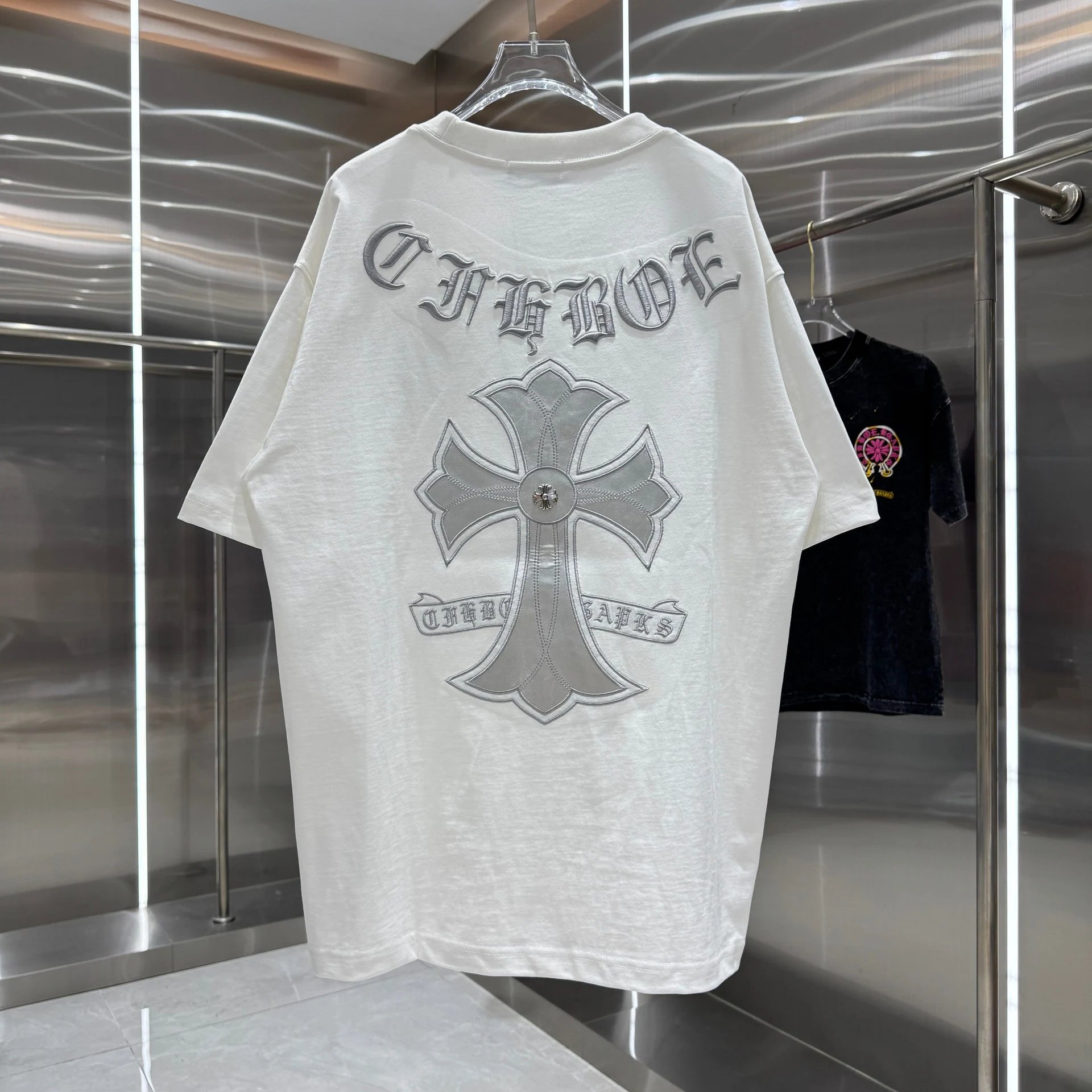 Chrome Hearts Cross Embroidered Black T-Shirt - 4