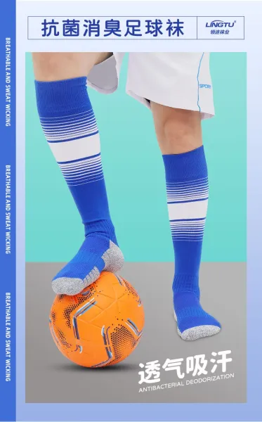 Design Stripe Compression Socks White Blue Gray Socks - 6