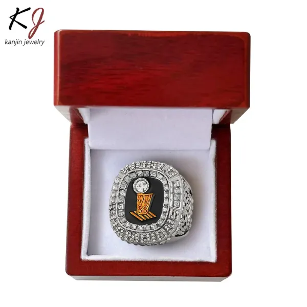 Design Kanjin Jewelry NBA Championship Ring Style Ring Silver Black Orange Jewelry - 1