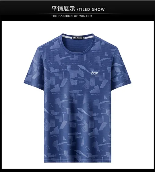 Design Jeep Spirit Geometric Print Navy T-Shirt T-Shirts - 7