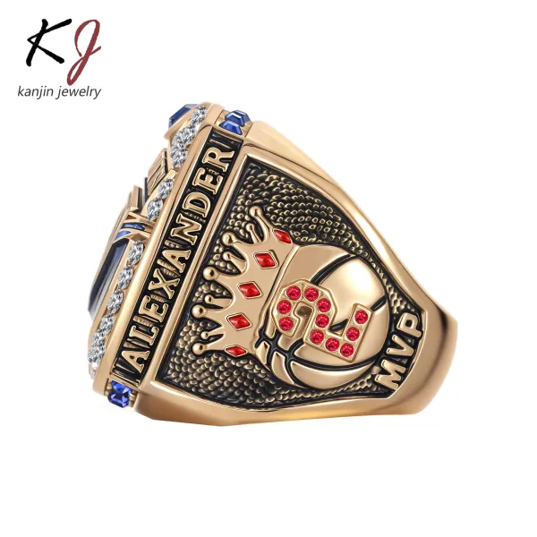 Design Kanjin Jewelry Oklahoma City Thunder 2025 Championship Ring Gold Blue Enamel Ring Jewelry - 5