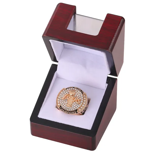 Design Wooden Ring Box Burgundy with White Velvet Interior Jewelry - 5