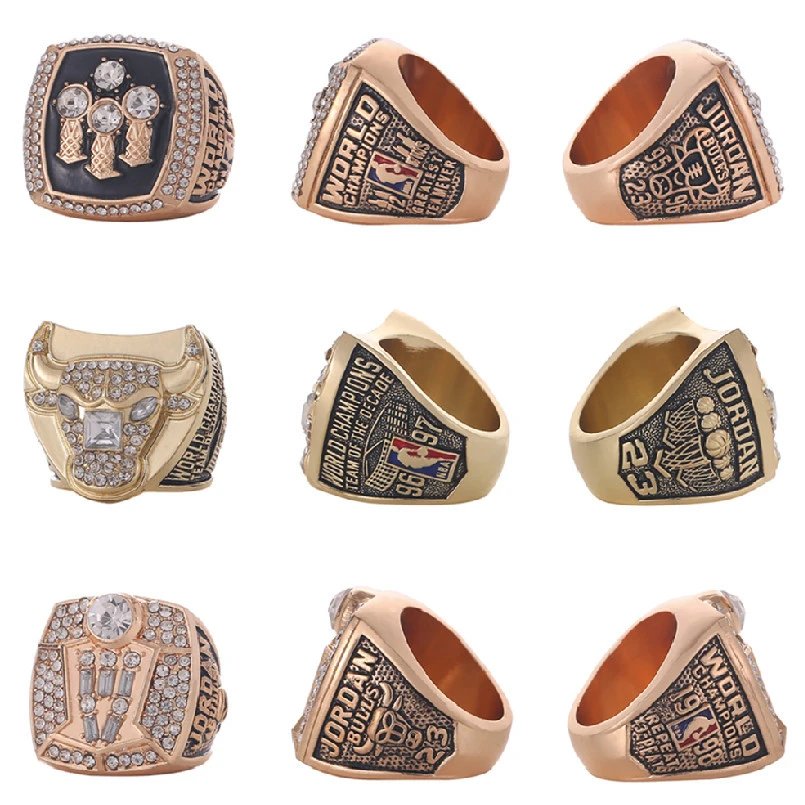 Design Kanjin Jewelry Chicago Bulls Championship Rings Set Gold Multicolor Rings Jewelry - 4