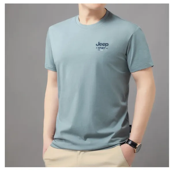 Design Jeep Spirit Classic Fit Crew Neck T-Shirt Brown T-Shirts - 15