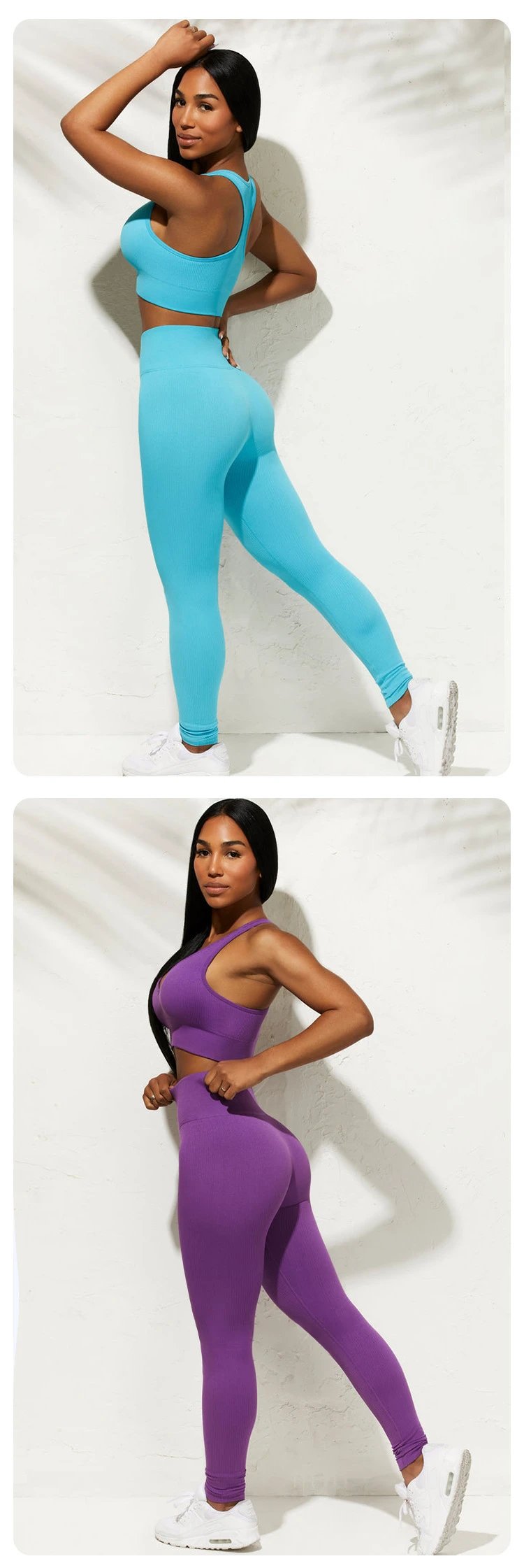 Design Purple High-Waisted Ribbed Activewear Shorts Activewear - 6