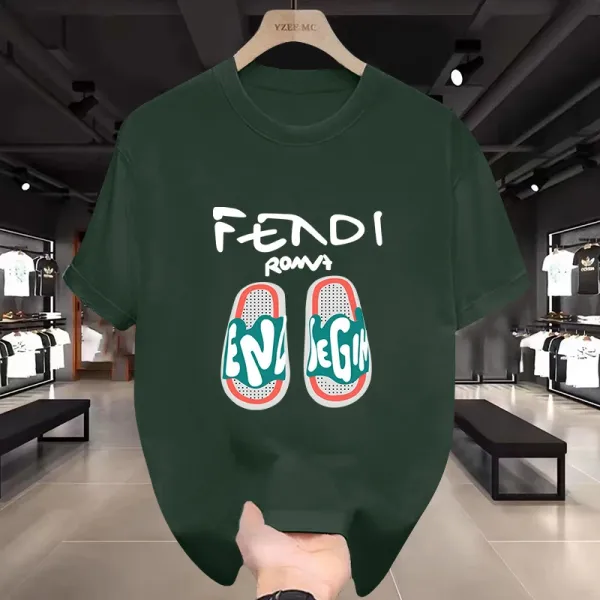 Fendi Roma Slides Graphic T-Shirt Black - 7