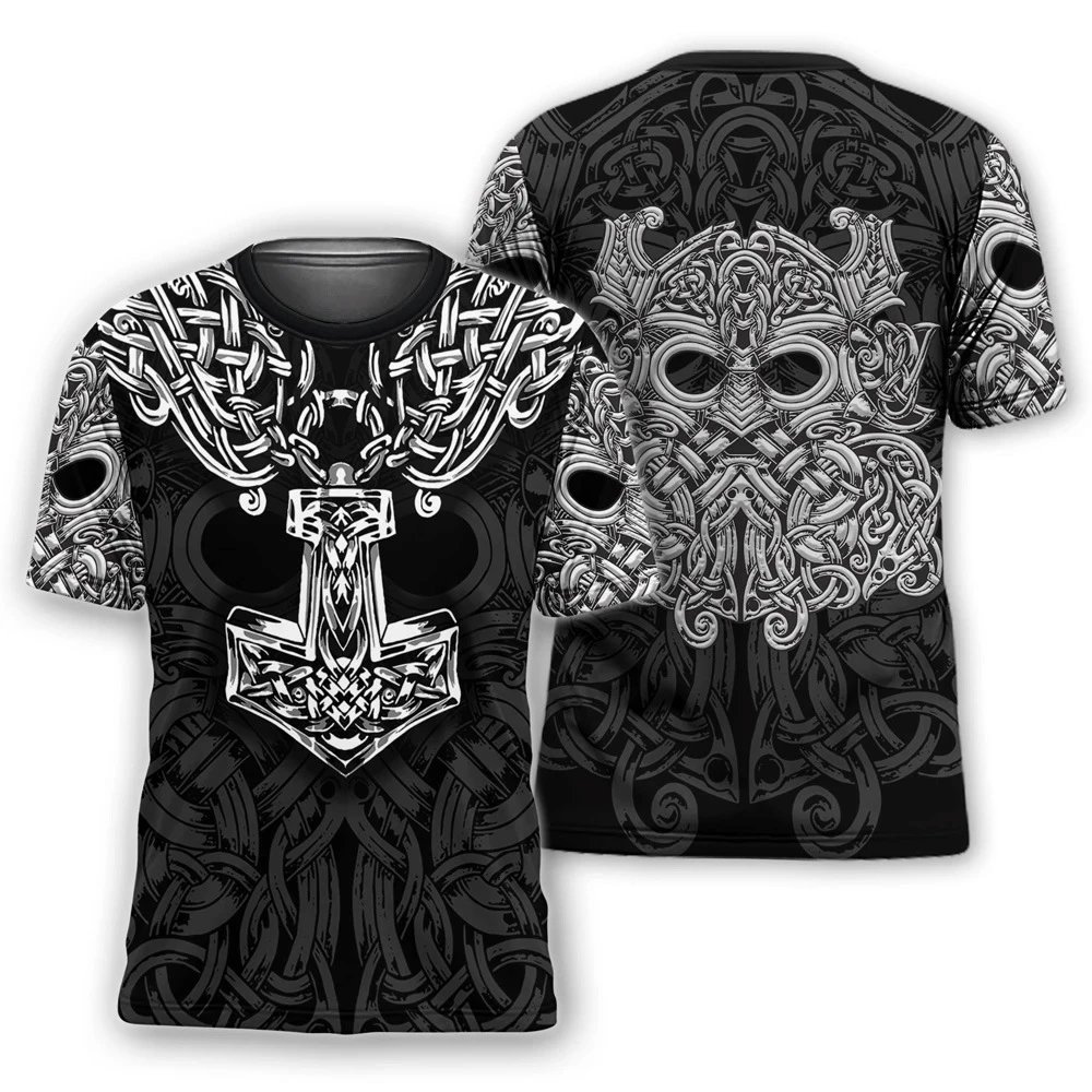 Design Chainmail Armor Print T-Shirt Black / Army Green - 25