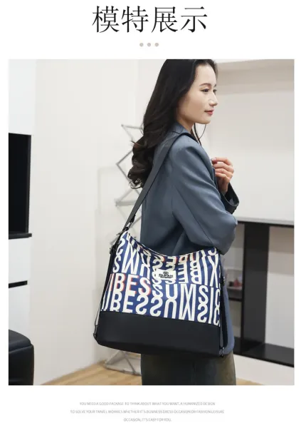 Design Bufan Collection Letter Print Navy Blue Shoulder Bag Shoulder Bags - 17