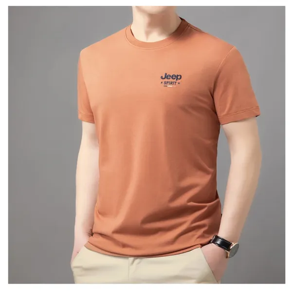 Design Jeep Spirit Classic Fit Crew Neck T-Shirt Brown T-Shirts - 24