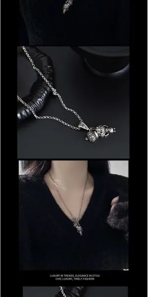 Design Silver Crowned Rabbit Pendant Necklace Jewelry - 5