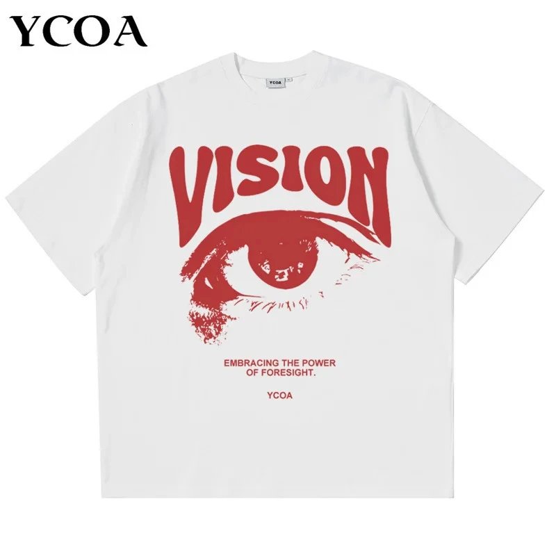 欧码纯棉Men's T-Shirt Oversized 100% Cotton Eye Graphic Kore