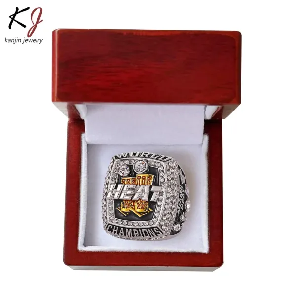 Miami Heat NBA Championship Ring Replica Silver Black Gold Jewelry - 1