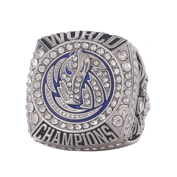 Design Dallas Mavericks 2011 NBA Championship Ring Replica Silver Blue Enamel Jewelry - 3