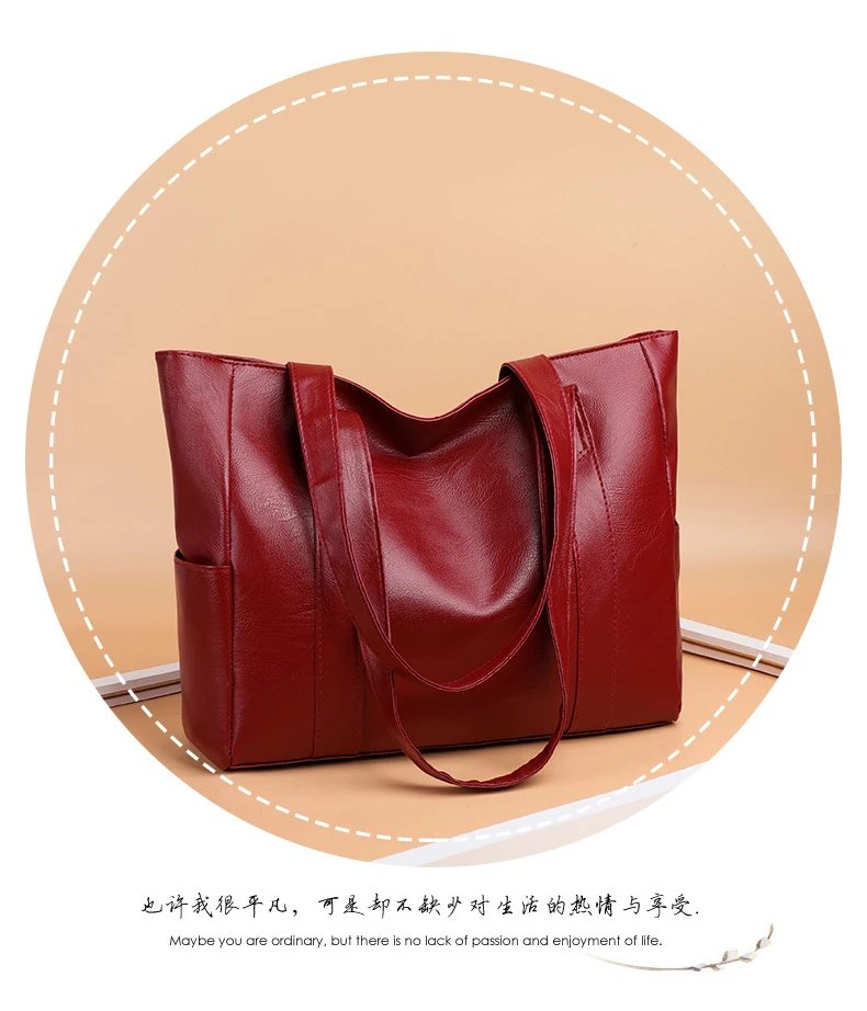 Design Classic Tote Bag Brown Leather-Effect Handbag - 12