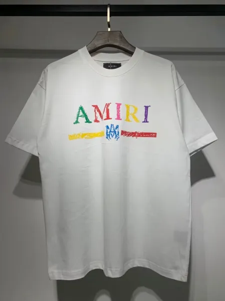 Amiri Rainbow Logo Graphic T-Shirt White - 1