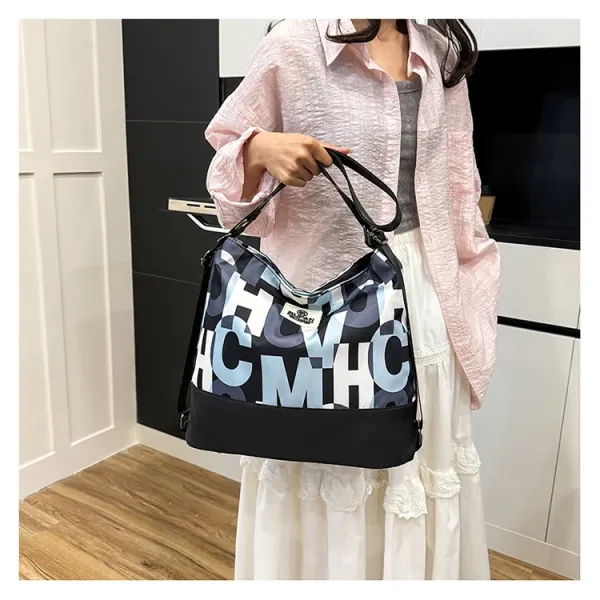 Design Bufan Collection Letter Print Navy Blue Shoulder Bag Shoulder Bags - 24