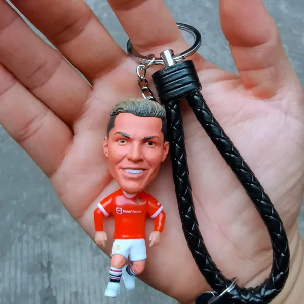 Manchester United Cristiano Ronaldo Bobblehead Keychain Red Accessories - 1