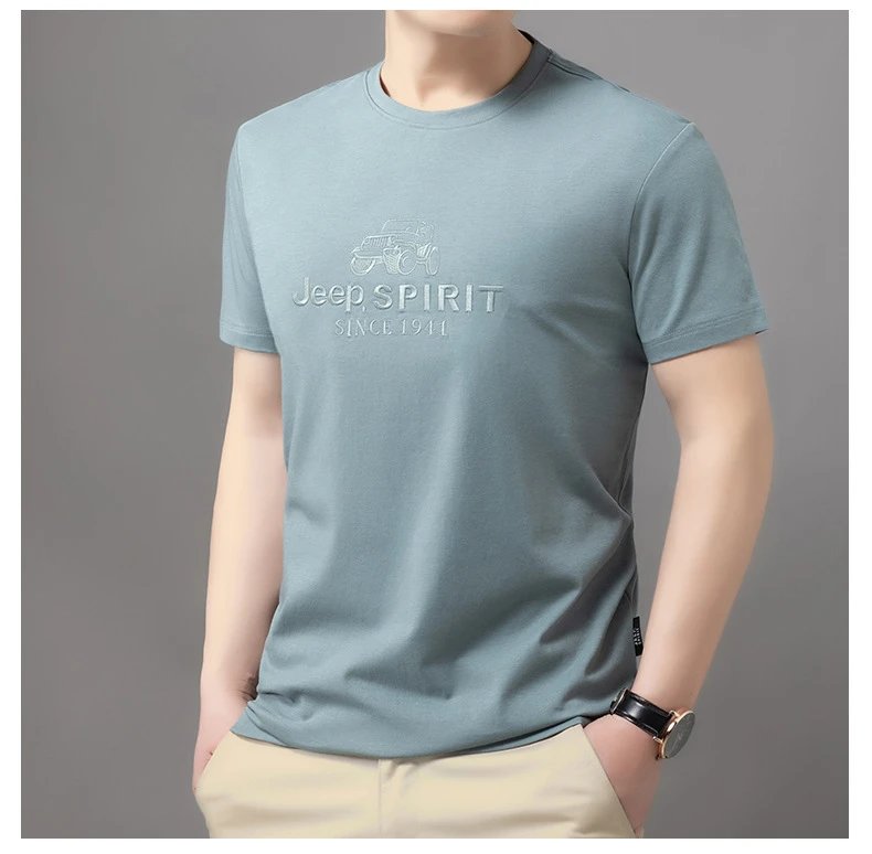 Design Jeep Spirit Graphic Embossed T-Shirt Charcoal Gray T-Shirt T-Shirts - 18