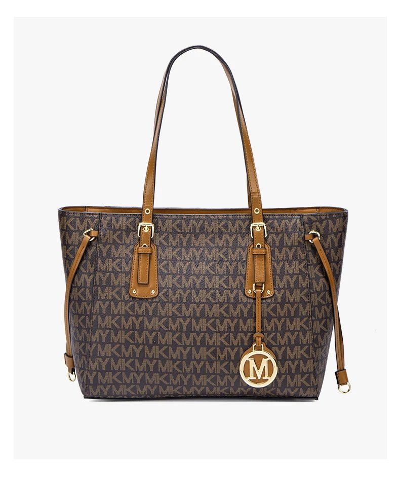 Michael Kors Jet Set Travel Tote Brown Monogram Canvas Handbag Tote Bag - 28