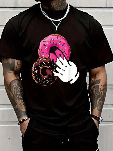 Design Donut Hand Graphic Black T-Shirt - 7