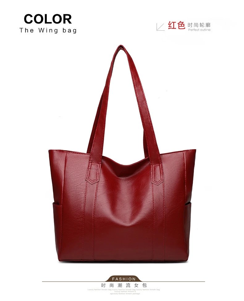 Design Classic Tote Bag Brown Leather-Effect Handbag - 21