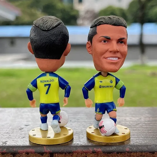 Real Madrid Cristiano Ronaldo Bobblehead Figure Yellow Blue Jersey Collectible Accessories - 1