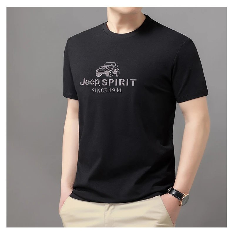 Design Jeep Spirit Graphic Embossed T-Shirt Charcoal Gray T-Shirt T-Shirts - 21
