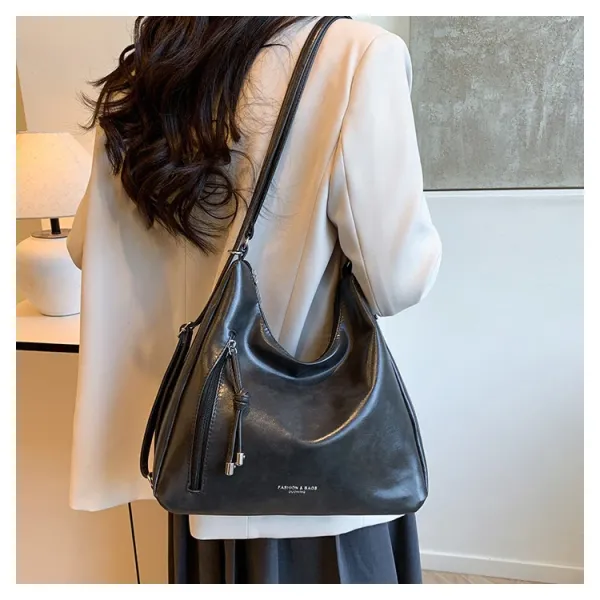 Design Fashion & Bags Hobo Bag Brown Leather-Effect Shoulder Bag Shoulder Bags - 16