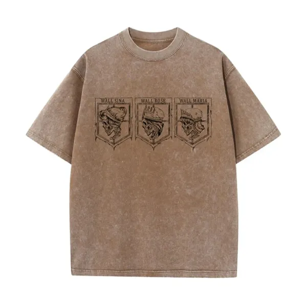 Design Three Walls Graphic Washed Brown T-Shirt - 1