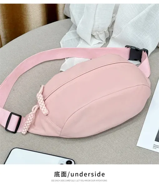 Design Minimalist Cream Belt Bag with Braided Pull Tabs - 29