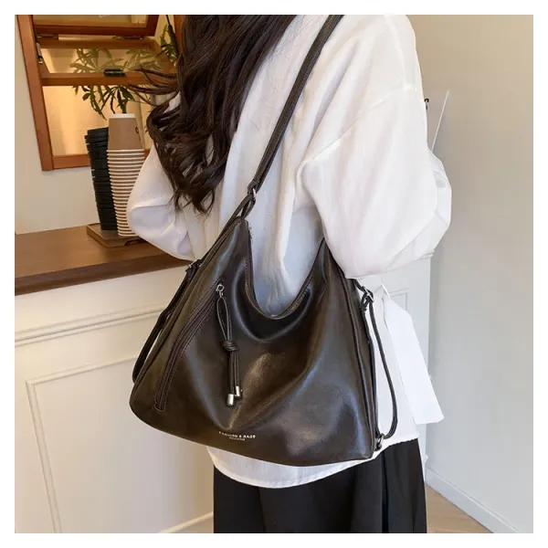 Design Fashion & Bags Hobo Bag Brown Leather-Effect Shoulder Bag Shoulder Bags - 20