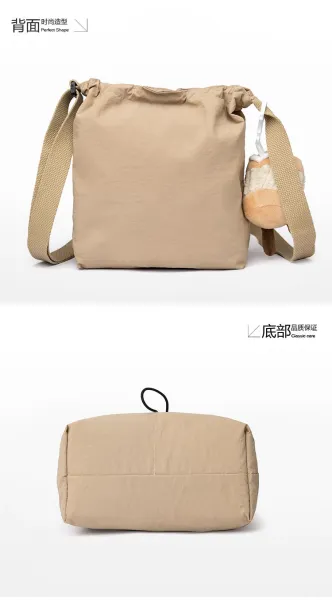 Design Drawstring Bucket Bag Beige Crossbody Bag - 29