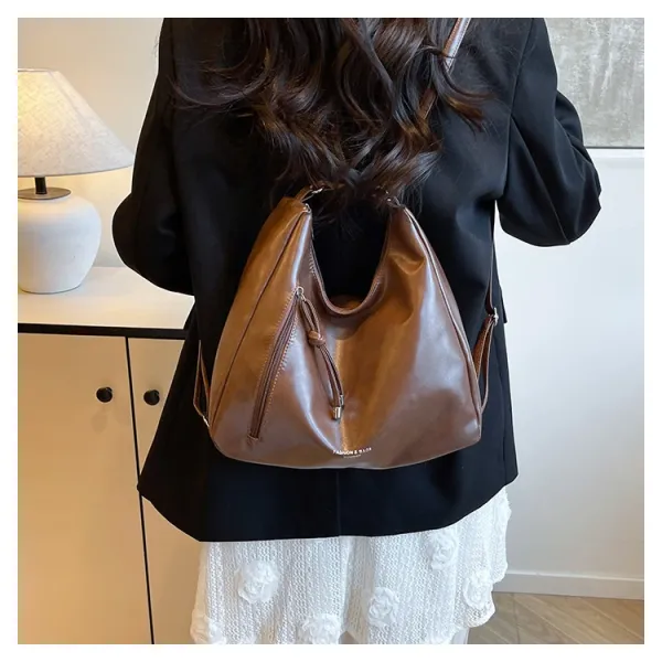 Design Fashion & Bags Hobo Bag Brown Leather-Effect Shoulder Bag Shoulder Bags - 26