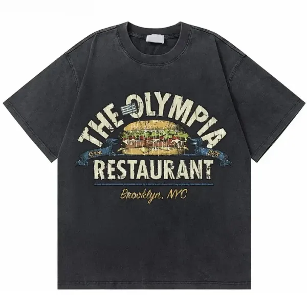 Design The Olympia Restaurant Brooklyn NYC Graphic Tee Black T-Shirts - 1