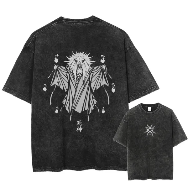 Design Shinigami Graphic Washed Black T-Shirt - 1