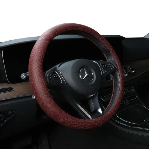 Design Mercedes-Benz Steering Wheel Cover Burgundy Leather-Texture Accessory Accessories - 1