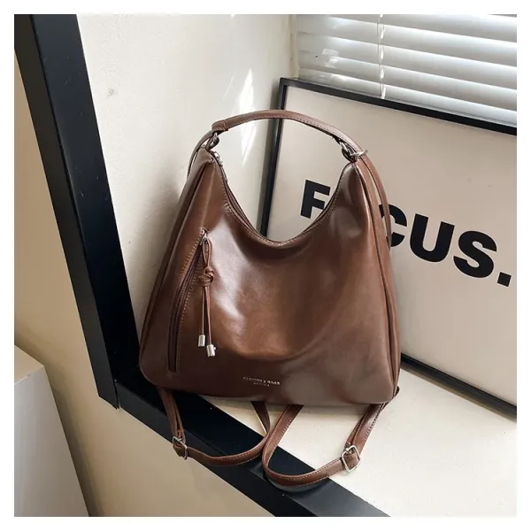 Design Fashion & Bags Hobo Bag Brown Leather-Effect Shoulder Bag Shoulder Bags - 29