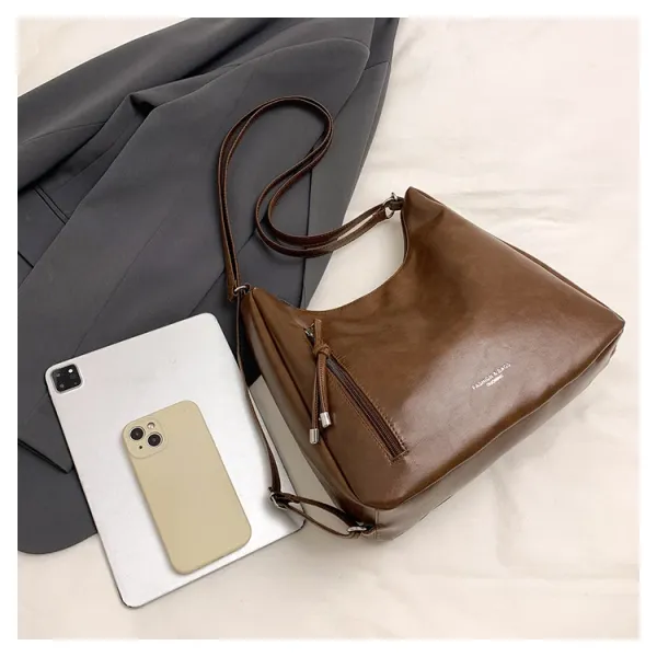 Design Fashion & Bags Hobo Bag Brown Leather-Effect Shoulder Bag Shoulder Bags - 31
