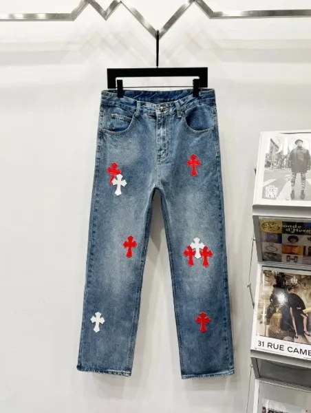 Chrome Hearts Cross-Embroidered Straight-Leg Jeans Blue - 1