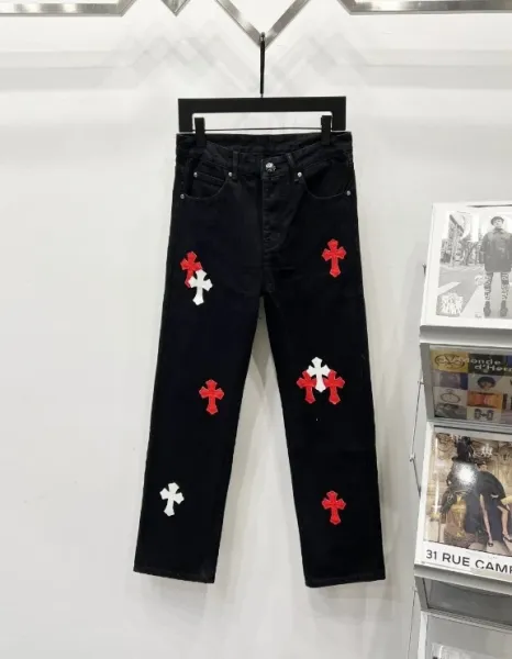 Chrome Hearts Cross-Embroidered Black Straight-Leg Jeans - 1